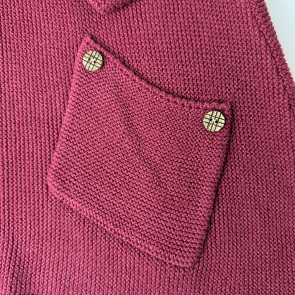 Habitat Clothes to Live In Burgundy Cotton V-Neck A-Line Sweater Women Small - Picture 3 of 7